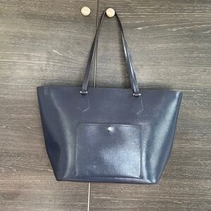 Lauren Ralph Lauren Navy Leather Tote